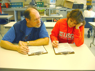 USGS scientists judge a Science Olympiad event.