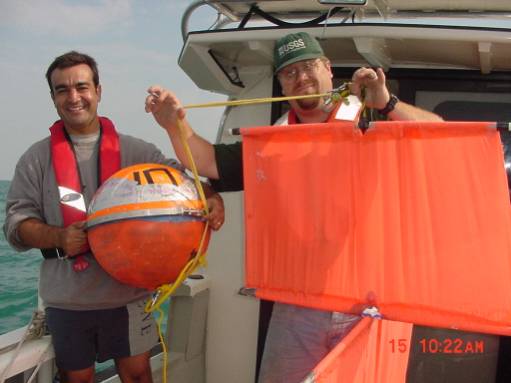 Figure 4. Drifting buoys and drogues deployed on Lake St. Clair.