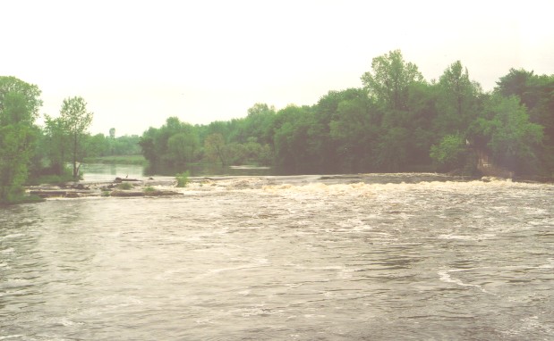 Photograph of Dam Remnant during spring flows in 1999