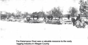 The Kalamazoo River was a valuable resource to the early logging industry in Allegan County.- Click image to go to larger photograph (25KB)