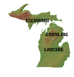 Map of Michigan with USGS offices.