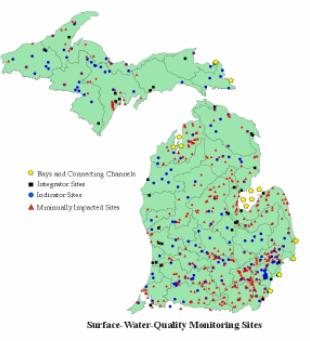 Location of Surface- Water-Quality Monitoring Sites in Michigan