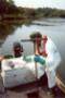Collecting sediment cores behind the dam (59KB)